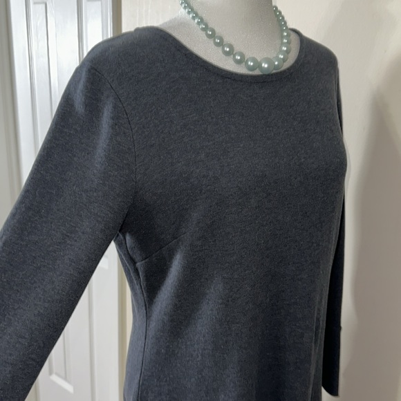Madewell M Charcoal Gray Cotton Blend Knit Long Bell Sleeve Mini Shift Dress - Picture 11 of 15